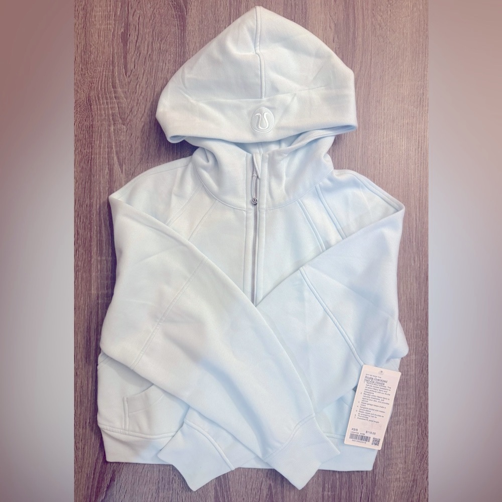 Lululemon Scuba oversized half zip hoodie sweater. Sheer Blue.Baby Blue. XS/S.